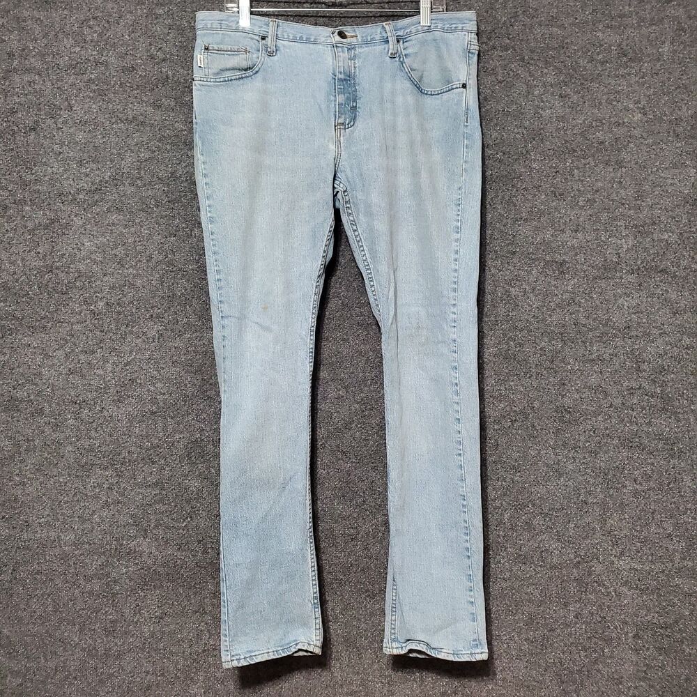 Vans V76 Skinny Jeans 34 Blue Stretch Denim Skate Light Wash Distress Casual